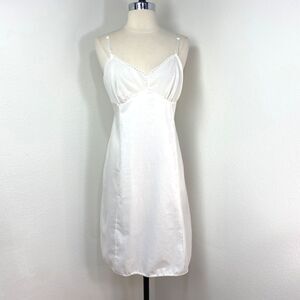 Vintage JC Penny Full White Cotton Blend Slip Size 36/14 Knee Length Front Panel